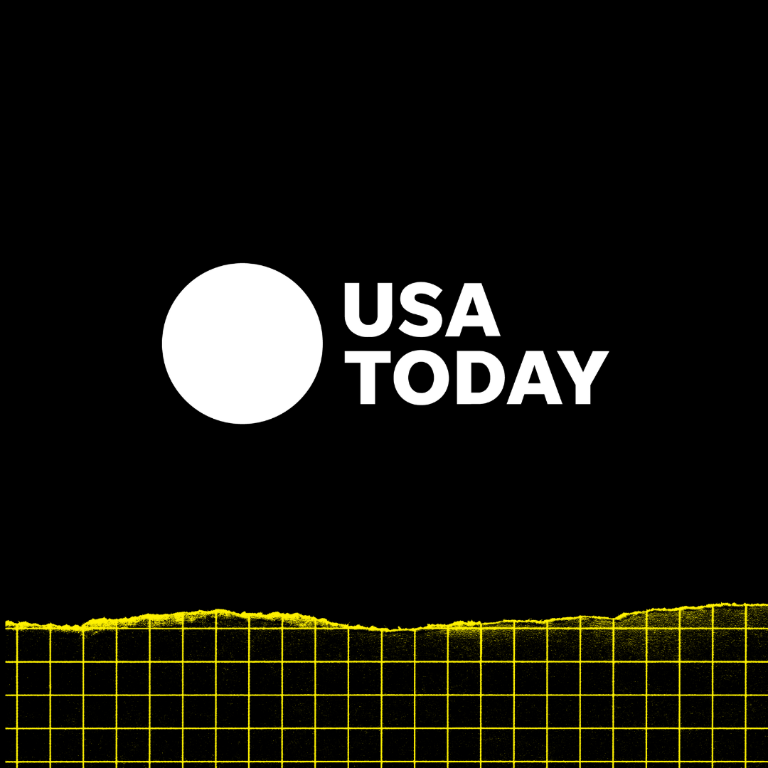 USA Today logo on black background with yellow grid at the bottom
